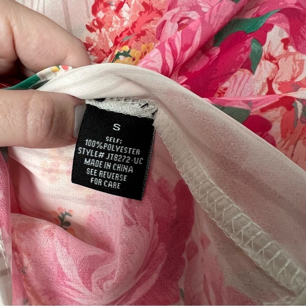 Vici Long Sleeve Sheer Floral Women’s Blouse Pink White Size Small - Picture 5 of 8